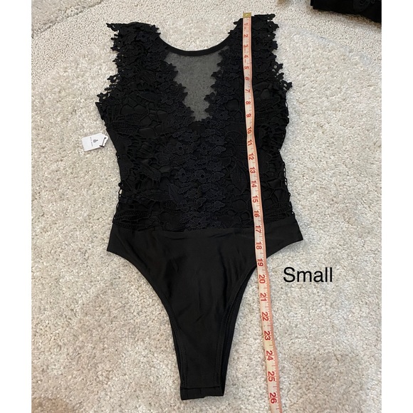 Sexy Black Bodysuit with floral detail small and medium - Picture 10 of 13